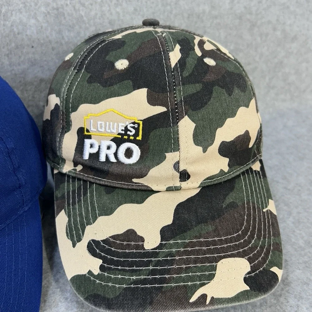 Lowe's PRO Hat Lot 2 Snapback Caps Blue Camo Embroidered‎ Adjustable